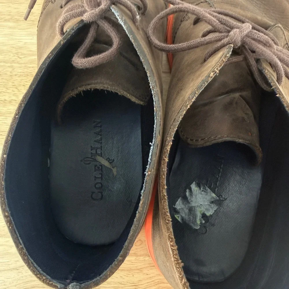 Cole Haan LunarGrand Chukka Boots Men 10.5 Brown Orange Leather C11719 Comfort